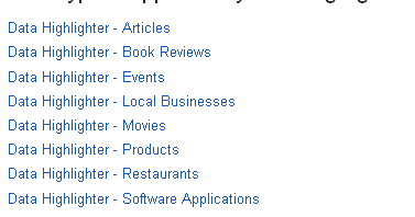 Data types supported Data Highlighter