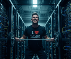 sportif adorant les LLM dans un data center Google